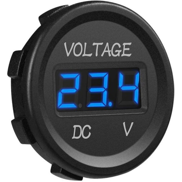 12-24V DC Voltmeter LED Digital Display Vattentät för båt Motorcykel Lastbil Marine (blå)