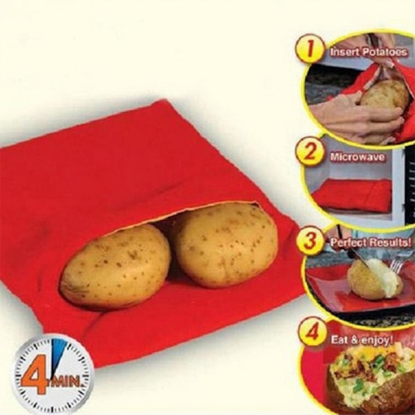 Mikrovågsugnspåse för potatis, 2-pack återanvändbara påsar för bakning i mikrovågsugn