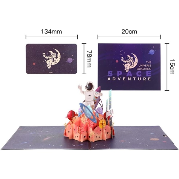 Födelsedagskort, 3D-examenkort, Pop-up astronautkort, Hälsning