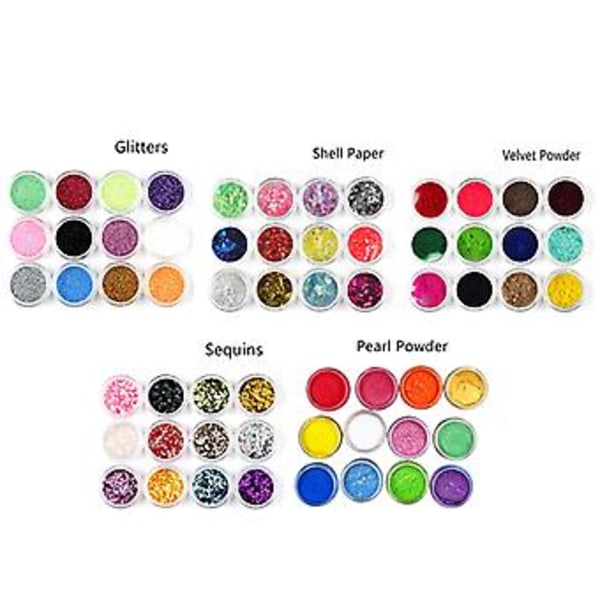 60x Glimmerpulver för Epoxiharts Pigmentpulver Set Epoxiharts Färgpigment