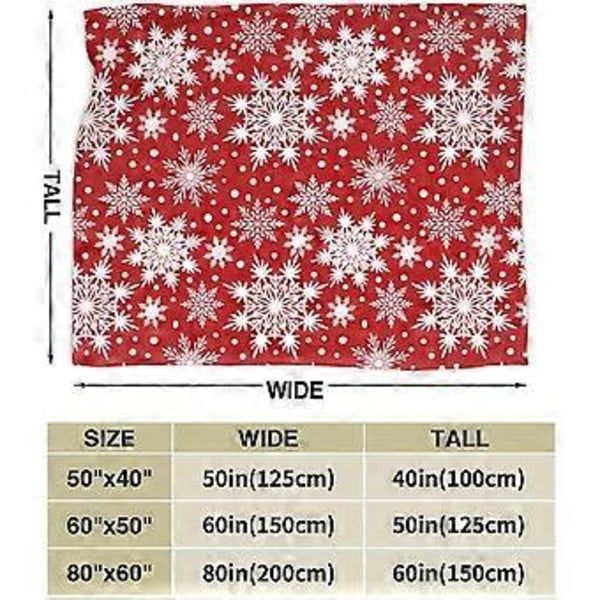 Vinter Snöflinga Röd Filt Super Mjuk Varm Fyra Säsonger Juldekoration Ullfilt För Säng Stol Bil Soffa Sovrum 152.4 cm X 127.7 cm