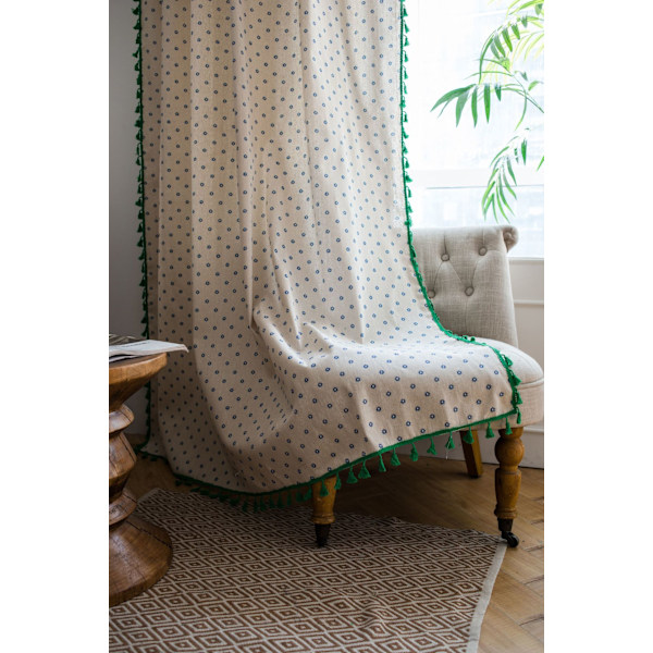 Slöjgardiner med blommönster, broderade, för vardagsrum, gula, Ro