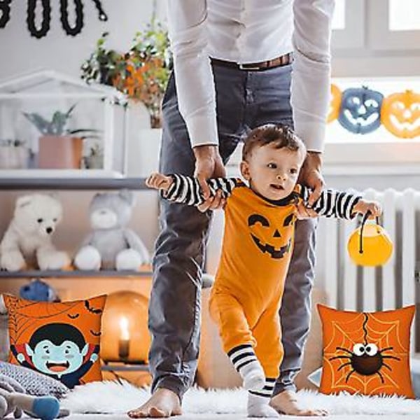 Halloween Kudde Set 4st Halloween Soffa Kuddfodral Halloween Kastkudde Överdrag Set Halloween Kuddfodral Överdrag Kudde För Soffa Rektangulär Kudde