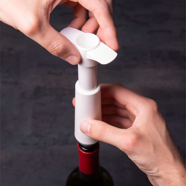 Vakuumpump för vin med lock, rostfritt stål vit 12,8