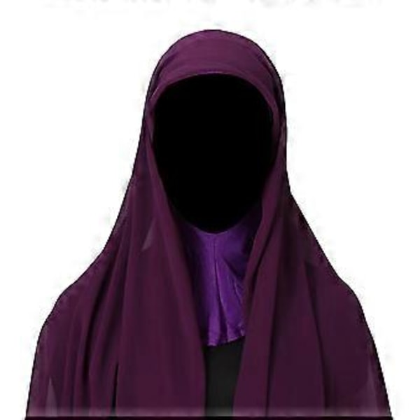 Hijab för Kvinnor Flickor Mode Muslimsk Hijab Sjal Huvudduk för Födelsedag Eid al-Fitr Shahadah Ramadan Bön (18 mörklila)