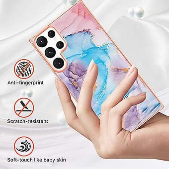 Elektroplettering TPU-etui til Samsung Galaxy S22 Ultra 5G (Blå)