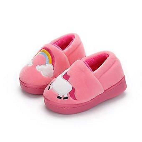 Halkfria Vintertofflor för Barn Unisex Tryck Plyschtofflor Rosa, 18-19