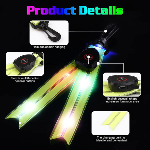 Gult 2-pak LED-blinklys for barn, USB-oppladbart blinklys