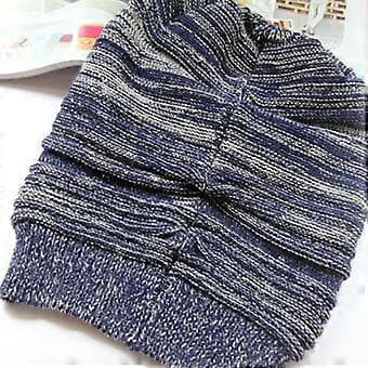 Kvinnor Män Stickade Ullmössor Vinter Baggy Oversized Slouch Beanie Mössa (Marinblå)
