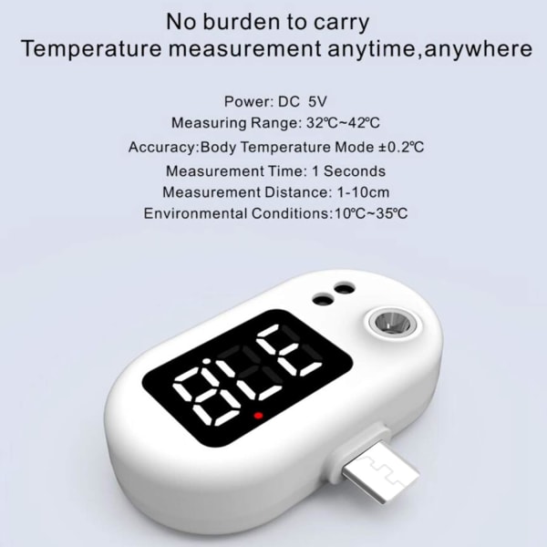USB Smart Phone Infraröd kontaktlös termometer iphone Lätt att U