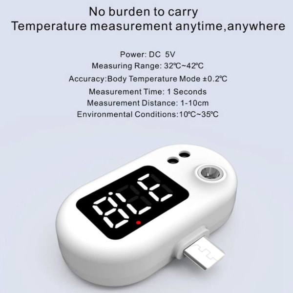 USB Smart Phone Infraröd Kontaktlös Termometer iphone Lätt att U