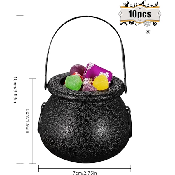 10 stk Mini Candy Bucket Witch Cauldron med håndtak Cauldron Hall