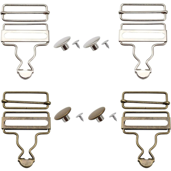 (Silver, Bronze) 4 stycken Overallspännen, Metallhängselspännen, Metallspännen med rektangulär
