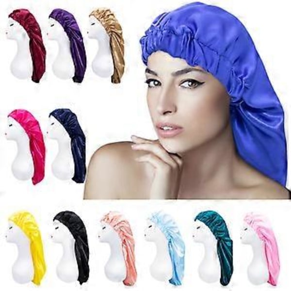 Elastisk fläckbonnet, andningsbar, multifunktionell, bred kant, långt hår, sovhattar, wrap-bonnet för kvinnor QinHai (Hudrosa1)