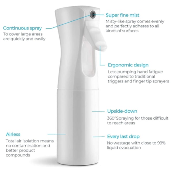 Sprayflaske Salon hårspray 200ml (hvit), vannsprayflaske,