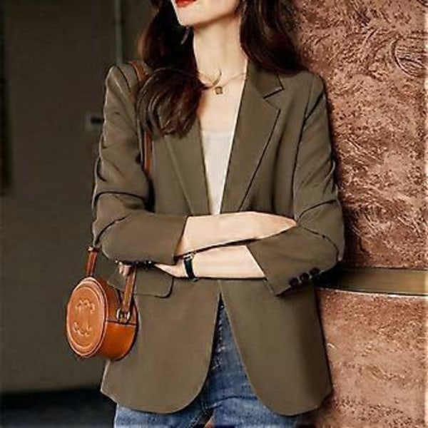Stilig dameblazer for vår/høst (XL khaki)