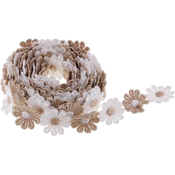 15 Yards/Påse Tygspetsband Daisy Blomma Broderi Spetsband