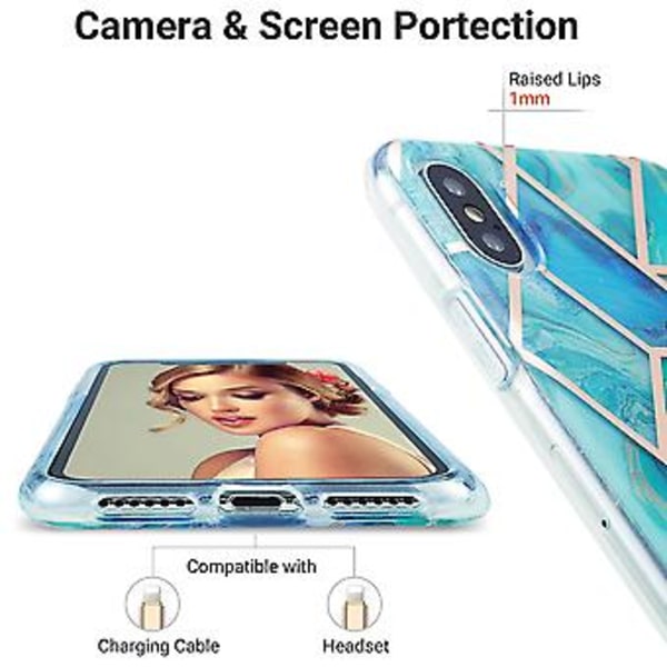 TPU Skyddande Skal för iPhone XS / X (Grön Blå)