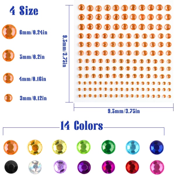 2300+ Rhinestone Stickers for Face, Sparkling Rhinestones, Gemsto