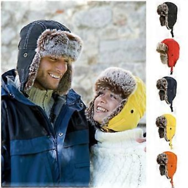 Trooper Hatt Unisex Justerbar Fuskpäls Vindsäker Utomhushatt för Vinter Qinhai (Svart)
