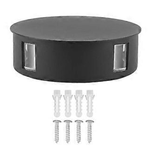 LED Modern Vägglampa Rund 4-sidig Ljusstråle 12W Hög Ljusstyrka Mjuk Belysning Vattentät Vägglampa 85265V Svart Skal