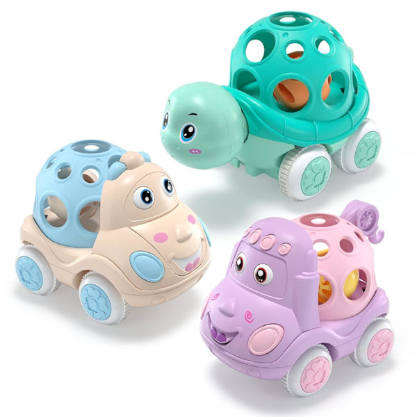 Babybil Leksaker för 6-12 Månader, Baby Rassel och Rullande Fordon