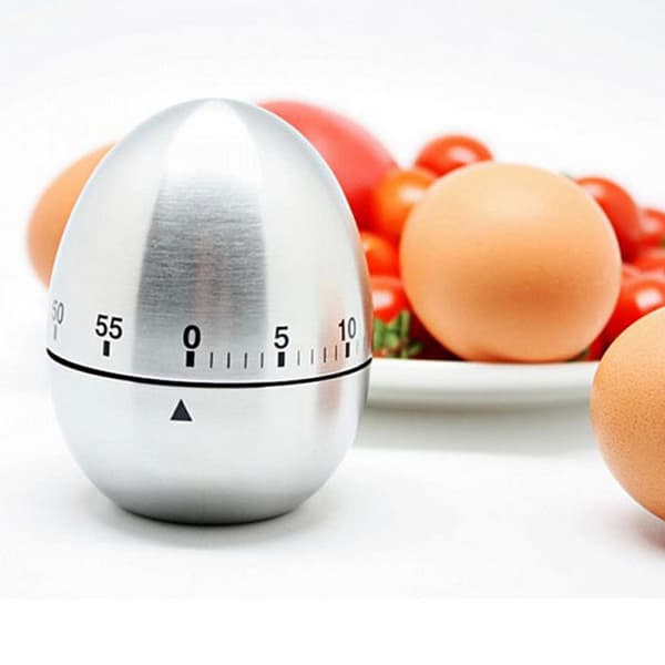 Rustfritt stål eggformet kjøkkenur mekanisk roterende alar