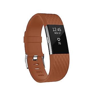Diamantmønstret håndledsrem til FITBIT Charge 2, 12,5x8,5 cm (Kaffe)