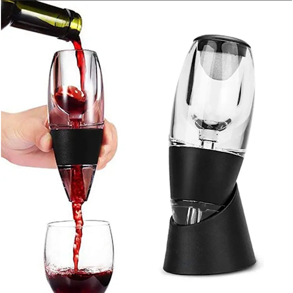 Vinaerator og karaffel, sort, med stativ, til rødvin, W