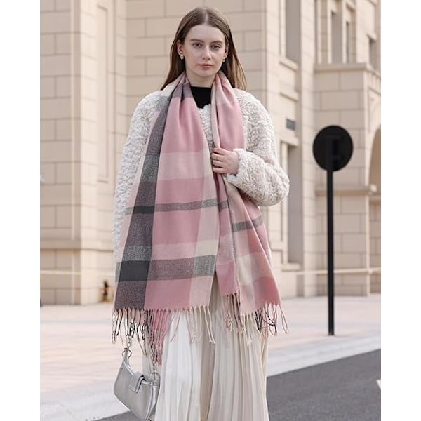Dam Scarf Lång Sjal Vinter Tjock Varm Stickad Stor Rutig Scarf