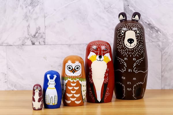 Bjørn Russiske Nesting Dolls Matryoshka Tre Stacking Nested Set 5