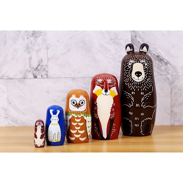 Karhu Venäläiset Nesting Nuket Matryoshka Puu Pinoaminen Sisäkkäinen Sarja 5