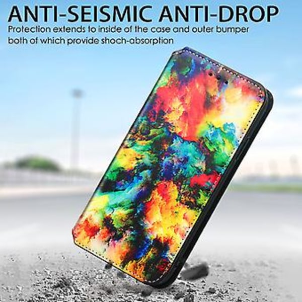 Färgglatt Magnetiskt Läderfodral För Samsung Galaxy A12 (Färgglatt Moln)