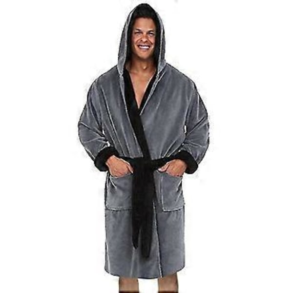 Herre Hætte Fleece Morgenkåbe (4XL Grå)