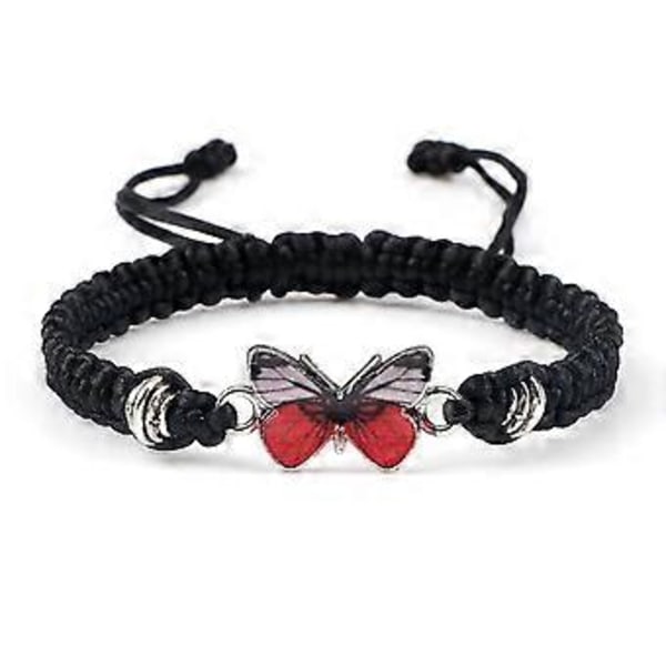 Justerbart fjärilsarmband, justerbart repfjärilsarmband för flickor, damarmband med vacker fjärilsberlock (Vit)