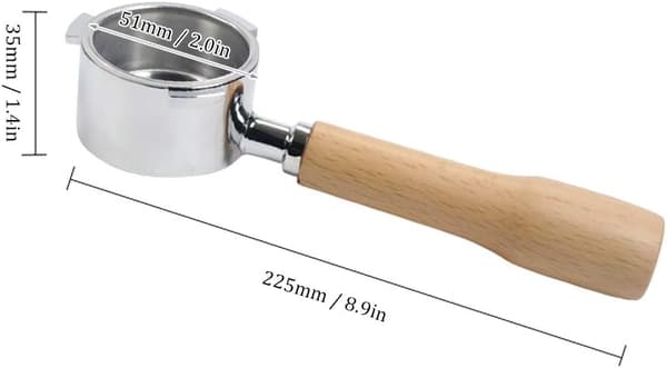 51mm Bundløs Kaffe Filterholder med Filterkurv og Træ