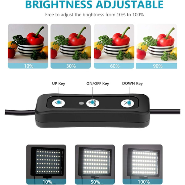 2 st USB 5600K dimbara LED-videolampor med justerbart stativ