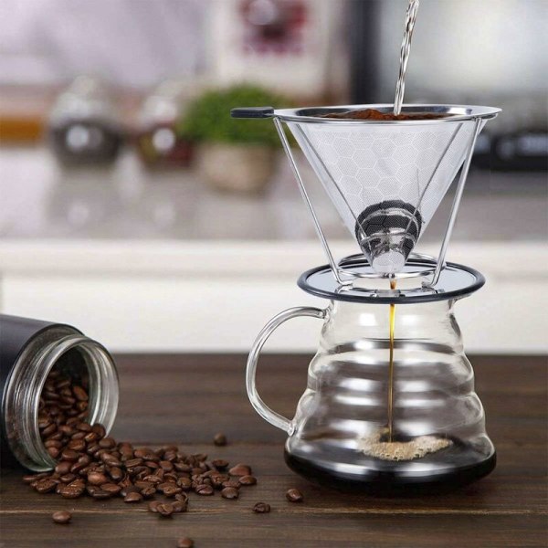 Gjenbrukbar kaffefilter i rustfritt stål