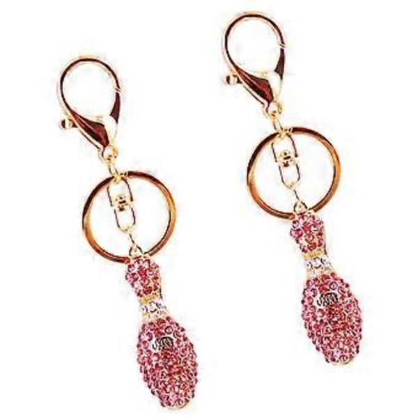 2 st Bowling Nyckelring Rhinestone Bowling Nyckelring Ryggsäck Väska Handväska Hängande Hänge