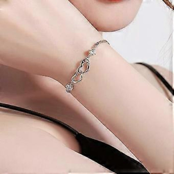 Vänskapsarmband - Två sammanlänkade hjärtan i sterling silver - BFF-vänner vänskapsfödelsedagssmycke gåva idé för kvinnor