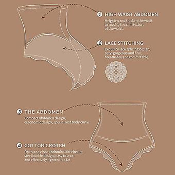 Butt Lifter Lace Højtaljet Kvinders Trusser Maveformende Plus Size Butt Tights ( )
