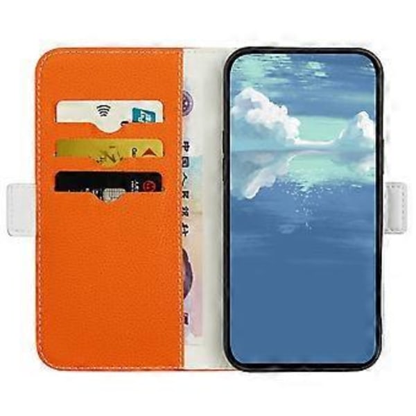 Telefonfodral för iPhone 15 Plus, Stativ Plånbok Godisfärgad PU-Läder Flip Cover (Stil A)