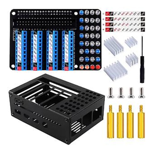 Kabinett for Raspberry Pi 4B GPIO Lysmodul Breakout Utvidelseskort