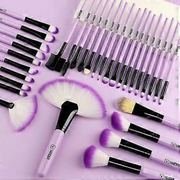 Sminkborstar, VANDER Professionella 32-deliga Sminkborste Set, Sminkborste Set Foundation Blending Kosmetisk Borste Set Kit, Lila