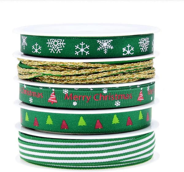 5x5M Grøn Jule Grosgrain Bånd Bundt Polyester Dobbelt Sid