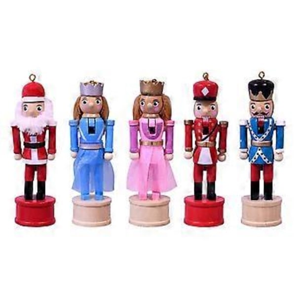 13cm Nötknäppare Ornament Set Trä Soldat Hänge Jul Hängande Dekorationer för Julgran Fest Heminredningstillbehör