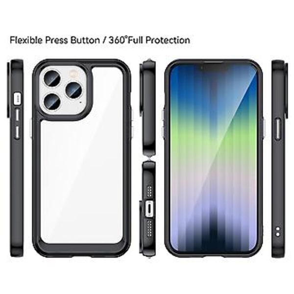 Akryl + TPU Telefon Cover til iPhone 14 Pro (Sort)