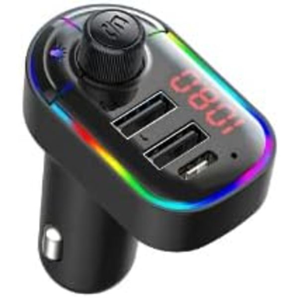 Auton FM-lähetinsovitin, RGB-tunnelmavalo Bluetooth 5.0 Wirel