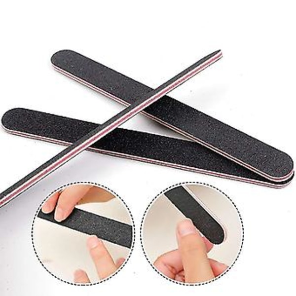 Nagelfil 10 st Professionella Dubbelsidiga Nagelfilar Smärgelbräda Svart Manikyr Pedikyr Verktyg Och Nagelfilning