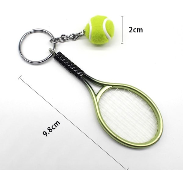 Sølv-Mini tennisracket nøkkelring, mini tennisanheng sportsbil